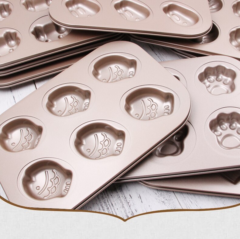 Mikrobølgeovn fad 6 huller nonstick muffin kage rustfrit stål middag