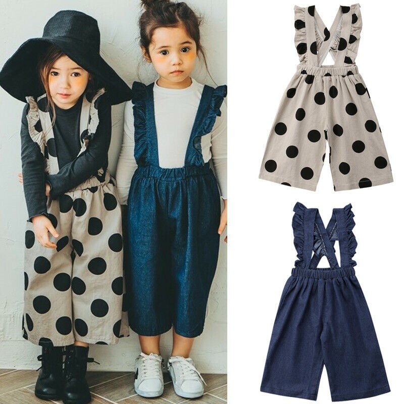 0-5T enfant en bas âge filles garçons enfants salopette jarretelle pantalon enfant décontracté coton bébé bavoir pantalon à pois combinaison