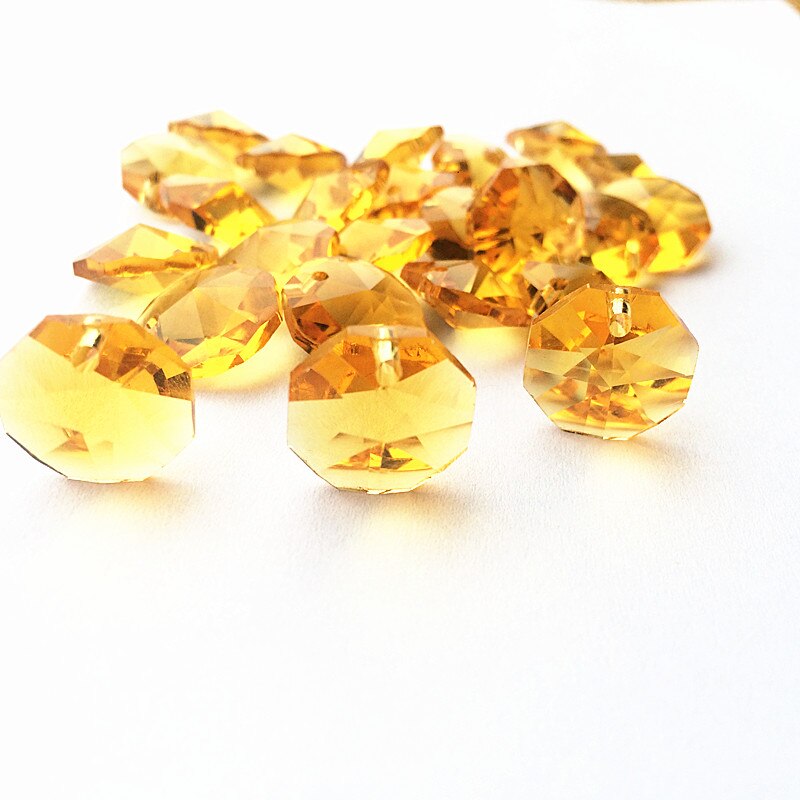 oben 20 stücke Mehrfarbig 14mm Kristall Achteckigen Perlen in Einem See K9 Kristall Kronleuchter Teile Zubehör DIY Hochzeit &Ampere; X-tr: Gold