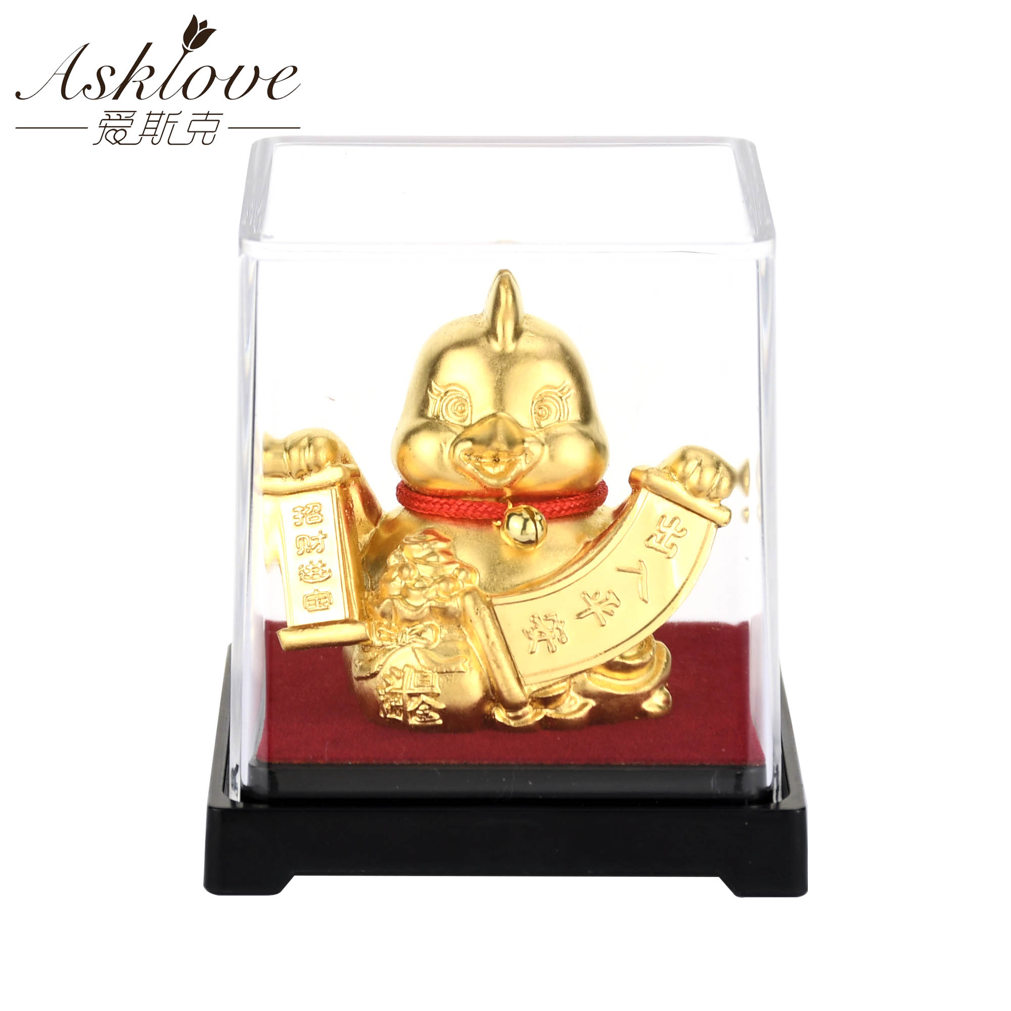 Chinesische Sternzeichen Sammeln Reichtum Ornamente 24k Gold Folie Fengshui dekor Drachen/Ratte/Schwein/affe Auto Glück handwerk Heimat Sekretariat Dekor: Huhn