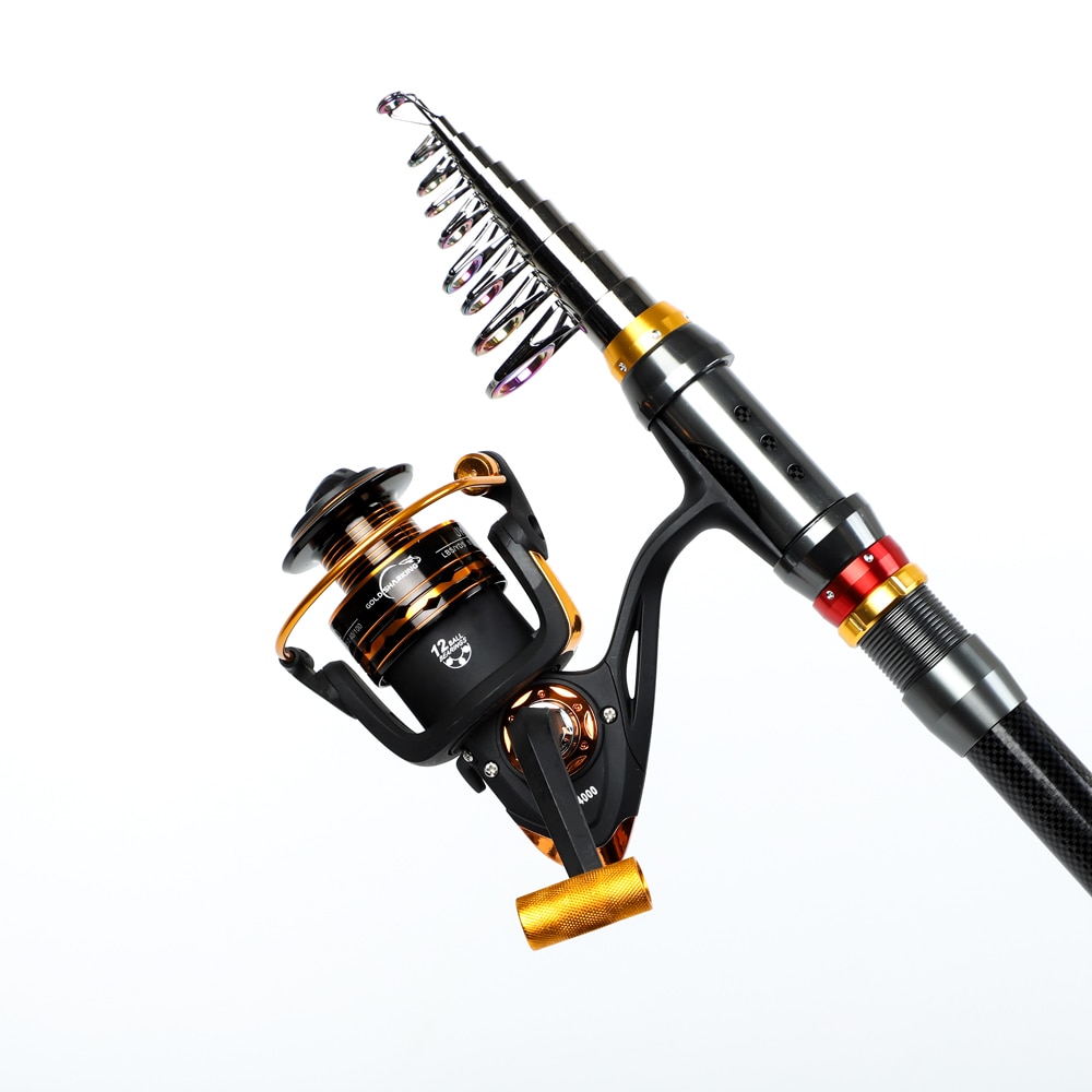 Spinning fiskestang rejse havstang 1.8m 2.1m 2.4m 2.7m 3.0m 3.3m 3.6m carbon teleskop fiskestang og hjul combo sæt shimano