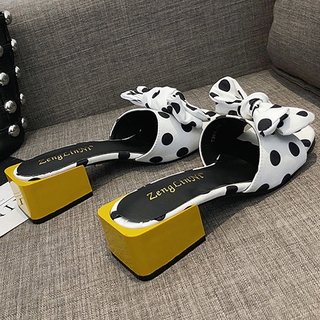 doux arc mignon à pois chaussures pour femmes loisirs talons plats d'été ins chic date sandales chaussures femme zapatos de mujer