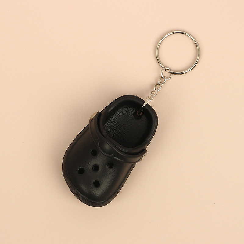 3D Silikon Slipper Sandale Schlüsselanhänger EVA Mini See Hausschuhe Schlüsselanhänger für Frauen Männer DIY Rucksack Dekoration: Schwarz