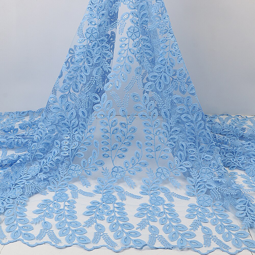 French Lace Fabric Bridal African Lace Fabric Sequins Milk Silk Lace Material For Party Sewing YA3812B-4: Picture 5