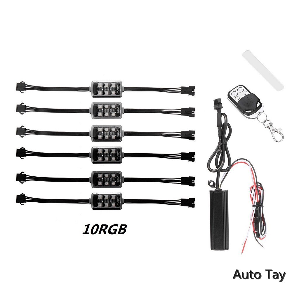 LED Smart Brake Lights Motorcycle Car Atmosphere Light With Wireless Remote Control Moto Decor Strip Lamp Kit 4/5/6/8/10/12RGB: B