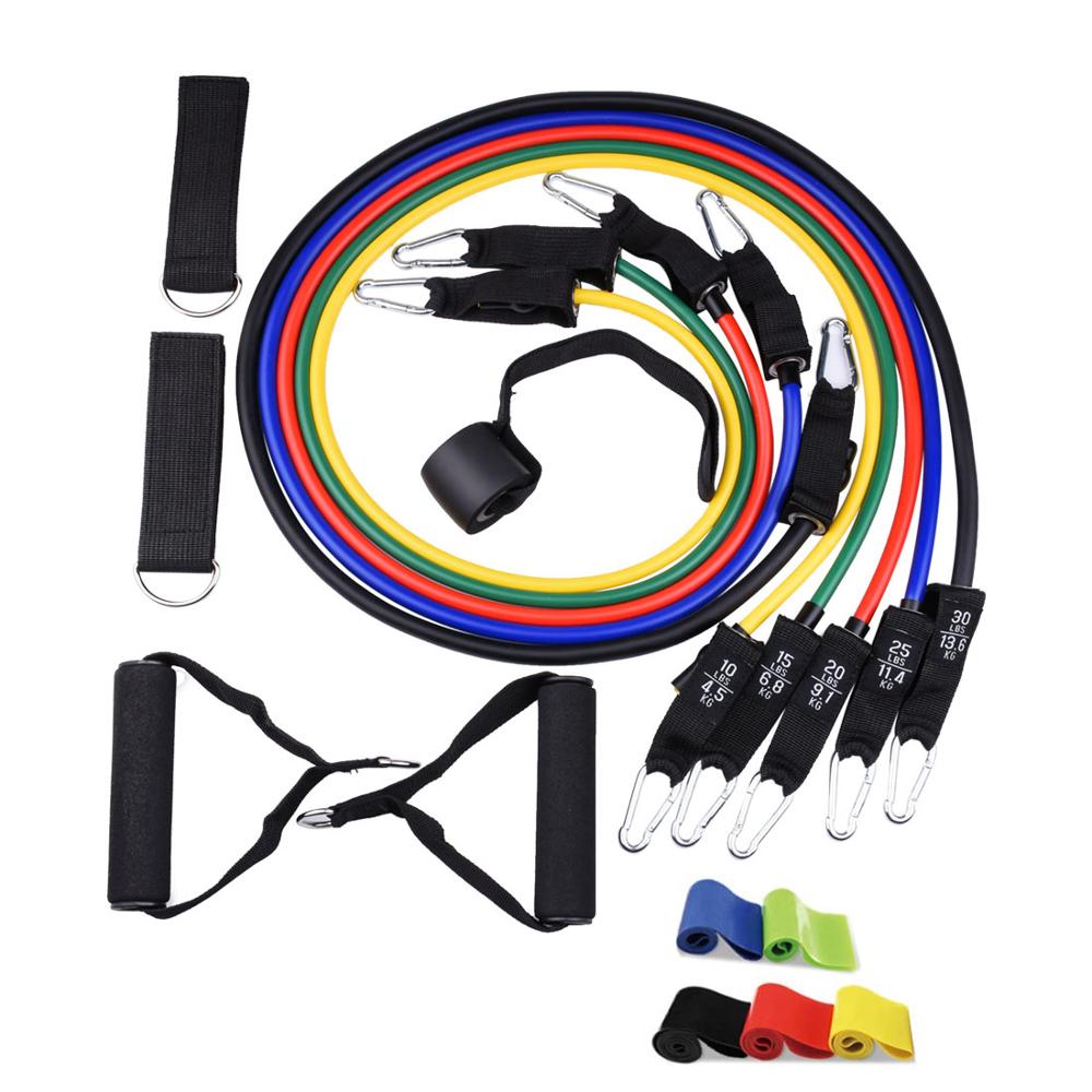Juego de bandas de resistencia para ejercicio muscular, cuerdas de tracción elásticas para entrenamiento, terapia física, gimnasio en casa, entrenamiento de fuerza: 10-30LB (A)