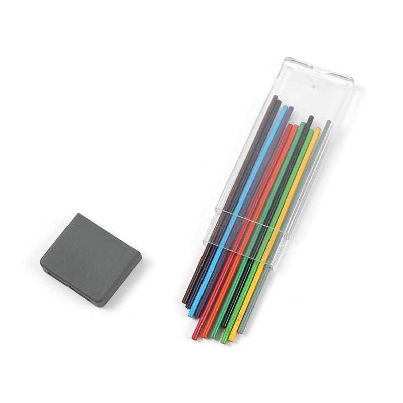 Lápiz mecánico retráctil de Metal/plástico, bolígrafo de 2mm de recambio 2B para la escuela de dibujo de bocetos, color negro, 2,0