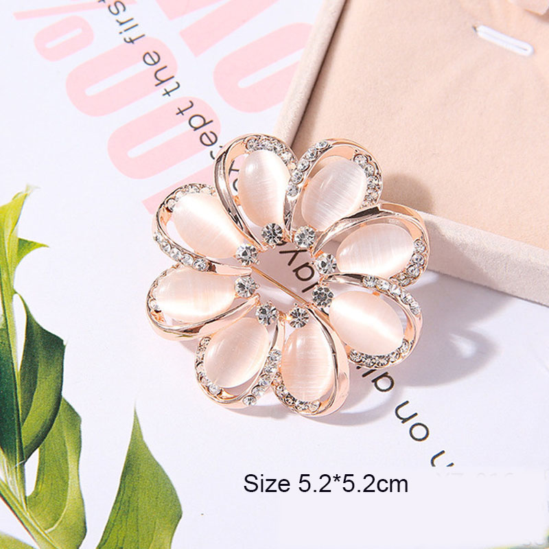 Broche fleur en pierre opale à la , accessoires de vêtement, d'anniversaire pour femmes, broche en strass: PLAQUÉ ARGENT