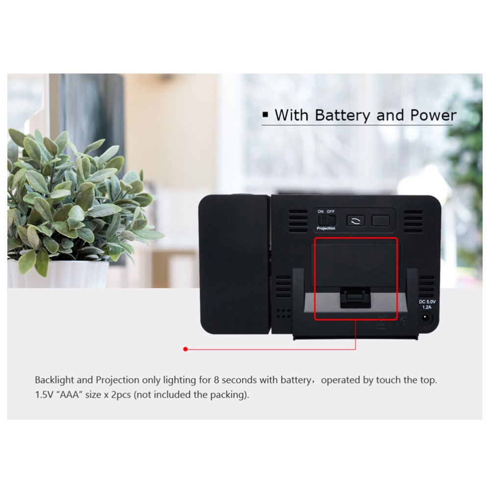 Led Clock Multi-Function Alarm Clock Temperature Display for Home Office School (Black, Battery)