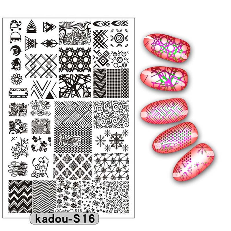 9.5*14.5cm Nail Stamping Plate Nail Art Stencils For Nails Manicure Popular Plate Instruments Tool 16 Patterns