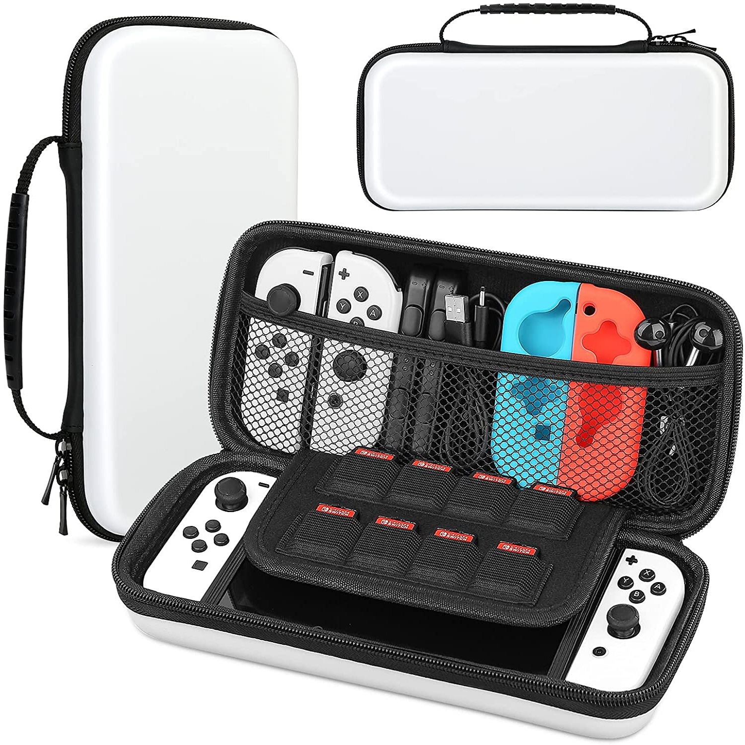 Custodia HEYSTOP per Nintendo Switch e modello OLED custodia protettiva rigida da viaggio portatile custodia a conchiglia per Console Nintendo Switch: White-switch-oled