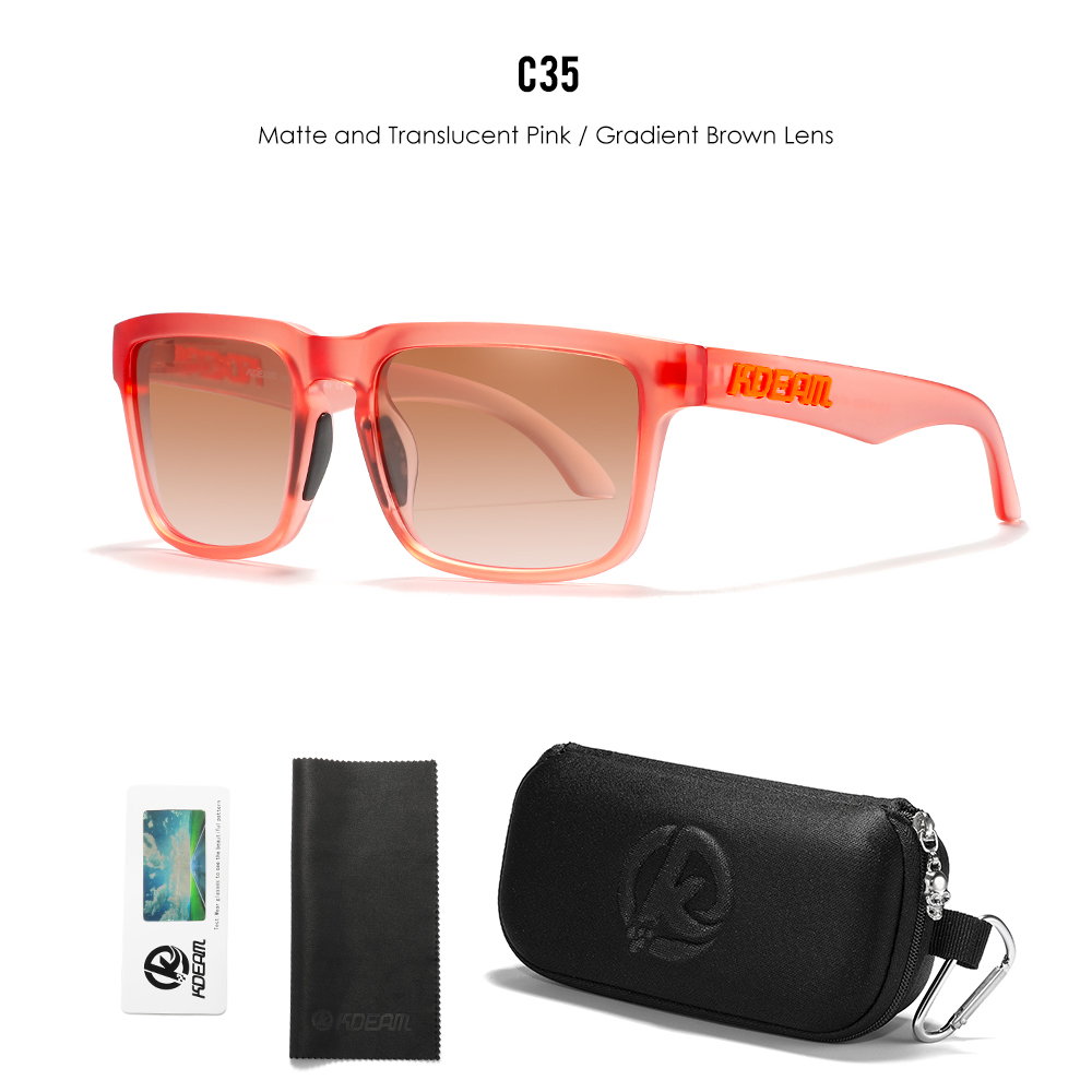 KDEAM Men's Polarized Sunglasses Square Casual Outdoors Sun Glasses Women Unisex Sunglass For Couple With Zipper Case: Ginger