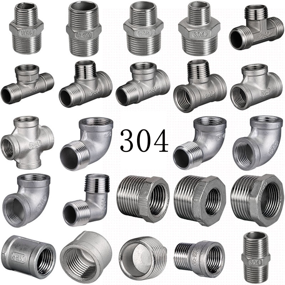 1/2" 3/4" 1 BSP Thread Tee Elbow Docking Hex Nipple Threaded Reducer Pipe Fitting 304 Stainless Steel
