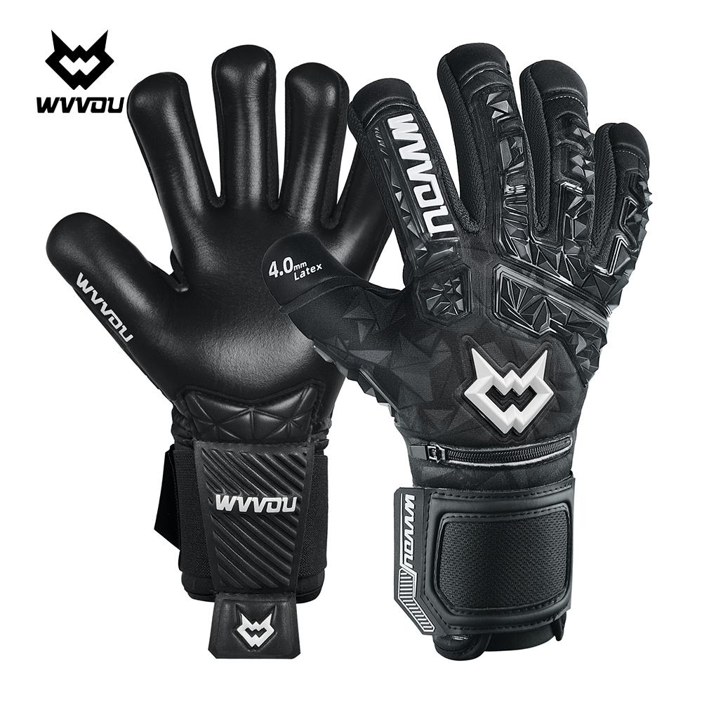 WVVOU Soccer Goalie Gloves for Adults and Youth, High Performance Goalkeeper Gloves with 5 Detachable Finger Saves: black / XS（old）