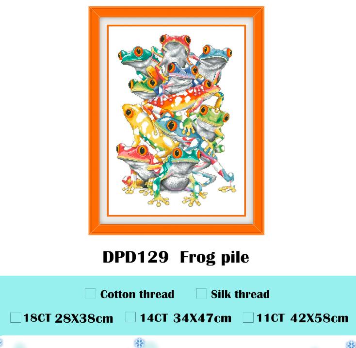 Kit de broderie au point de croix avec motif grenouille et animal de dessin animé 18ct 14ct 11ct , tissu blanc, fil de coton, kit de broderie à faire soi-même pour débutants: Fil de coton / 11ct toiles non imprimées