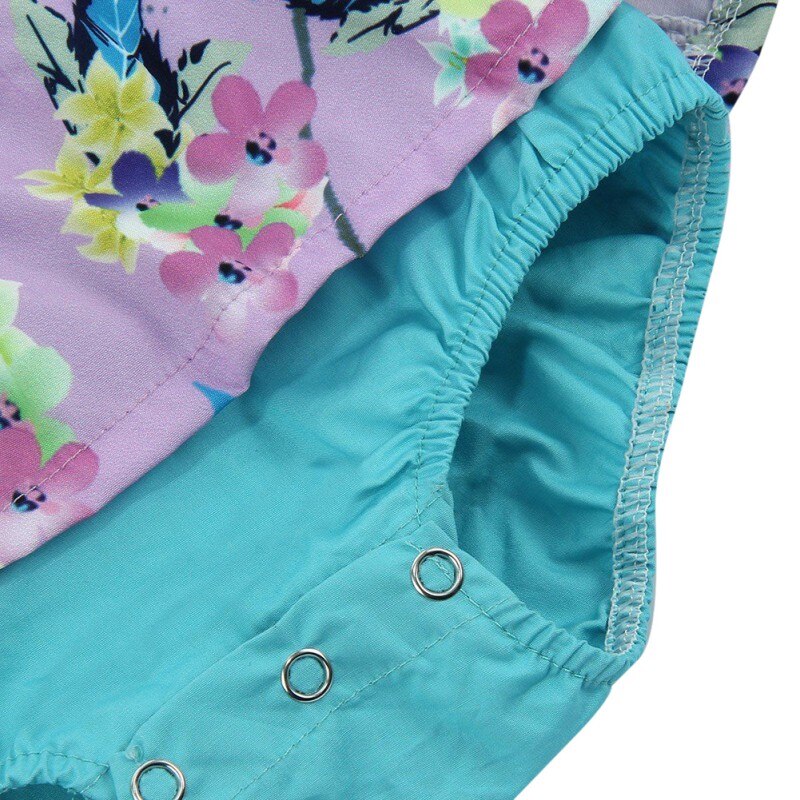 Zomer baby meisjes bodysuit bloemenpatroon katoenmix paars blauw baby jongens meisjes mouwloos bodysuit 0-24m