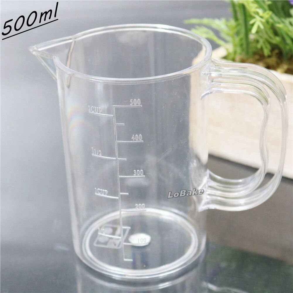 Newest 500ml hard PC polycarbonate measuring cup mug with detail measure sizes marks for kitchen cooking gadgets