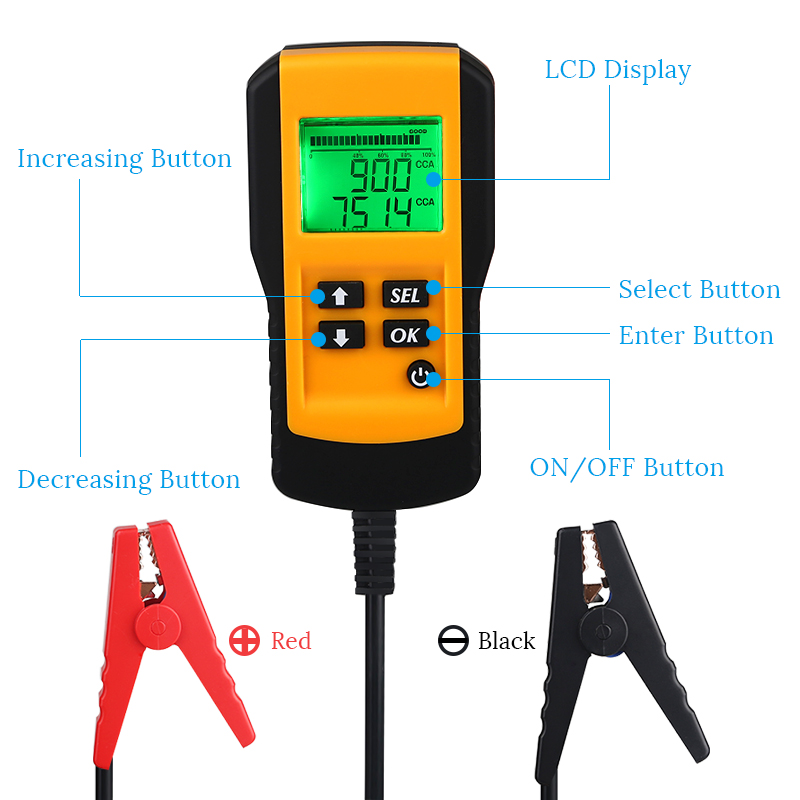 12V Car Vehicle Battery Tester LCD Digital Automotive Battery Analyzer Diagnostic Tool Internal Resistance CCA Voltage Test