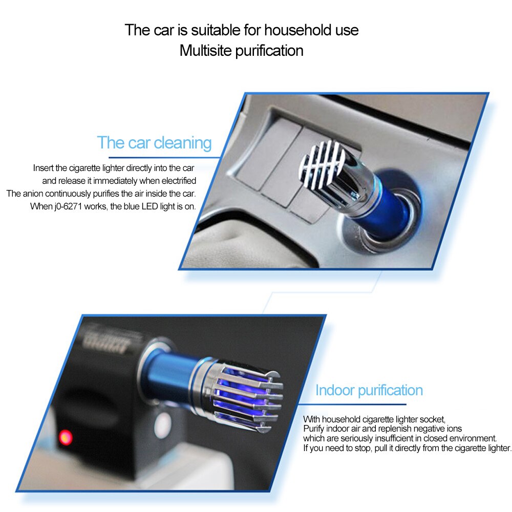 Mini Auto Car Fresh Air Ionic Purifier Oxygen Bar Ozone Ionizer Cleaner 12V For Car Bedroom Office