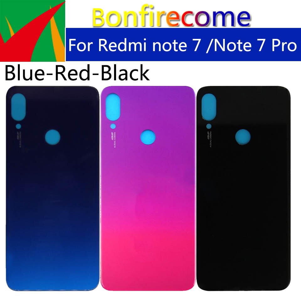 Para xiaomi redmi nnote 7 pro bateria de volta capa painel vidro porta traseira habitação caso substituição do escudo