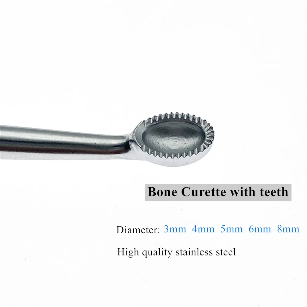 Cureta ortopédica para huesos con dientes, cuchara para huesos de acero inoxidable, instrumentos quirúrgicos ortopédicos