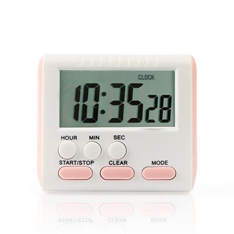 Digital kitchen Timer Large LCD Display Screen Timer Countdown Clock with Loud Alarm Retractable Stand Magnet Hanging Bracket: Pink
