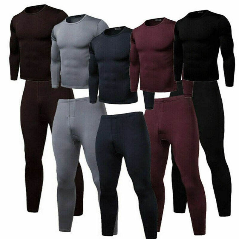 Thermal Underwear Sets For Men Winter Thermal Underwear Long Ultra-Soft Fleece Lined Mens Thick Clothing Solid