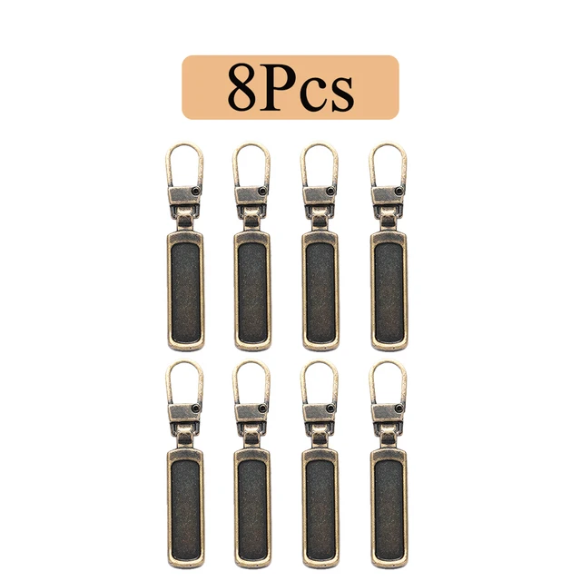 4/8 Uds. Tiradores de cremallera de Metal desmontables, bloqueo de varilla de repuesto, kit de reparación de cabeza de cremallera de metal para equipaje, bolsa de costura DIY, chaqueta de plumón: Láser brillante