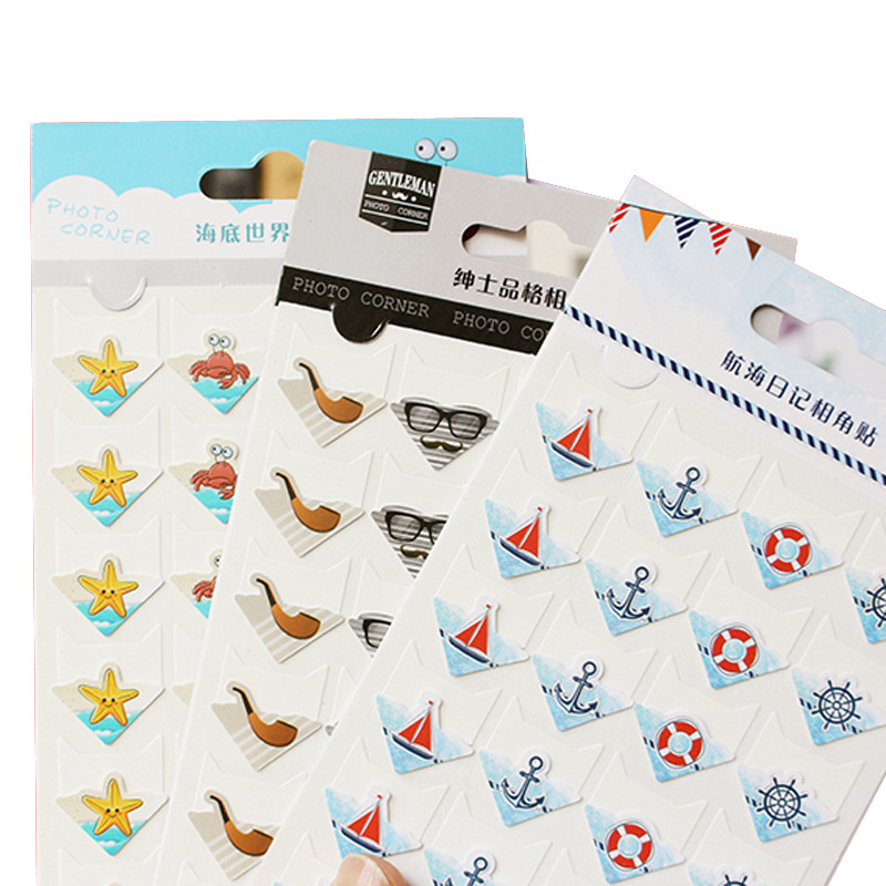 24 stk / lot diy ocean-serie søde papirklistermærker til fotoalbum fremragende håndværk ramme dekorationspapir til scrapbooking sæt