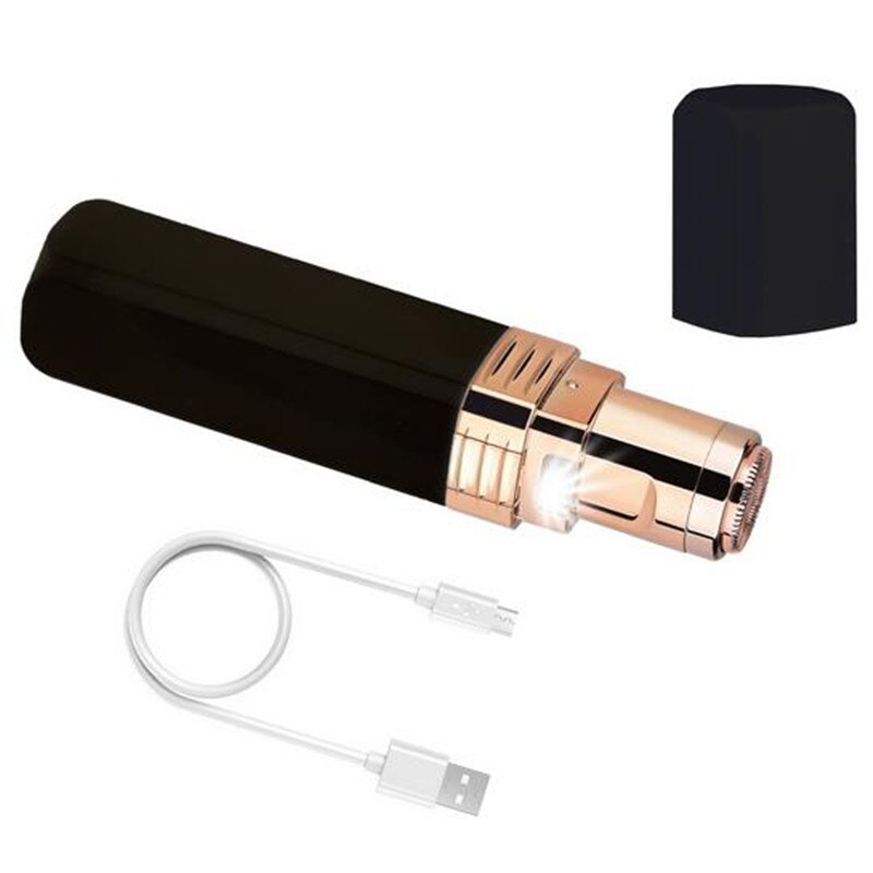 Depilación indolora recargable mediante USB para mujeres, depiladora eléctrica portátil, depiladora femenina para labios, mejillas, afeitadora de vello facial, 30 #: USB Black