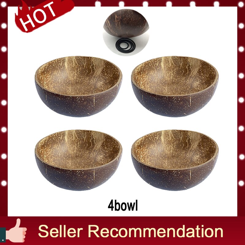 International Natural Natural Coconut Bowl, Coconut Spoon, Coconut Fork, Coconut Knife, Craft Decoration, for Food: 4bowl