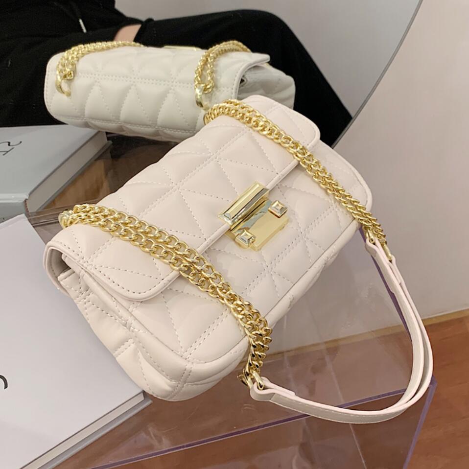 Treillis carré sac à bandoulière en cuir PU femmes concepteur sac à main chaîne épaule sac de messager