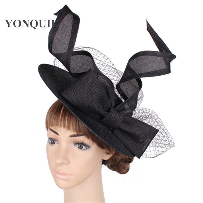 Large 30CM Round White Fascinator Base Velling Hair Accessories Women Party Wedding Hat Imitation Sinamay Birdcage Veil Headwear