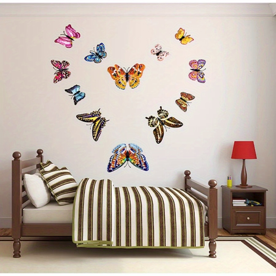12 Uds. Imanes luminosos para nevera, de mariposa 3D, pegatinas artísticas, decoración magnética para el hogar, decoración de pared DIY, lo más