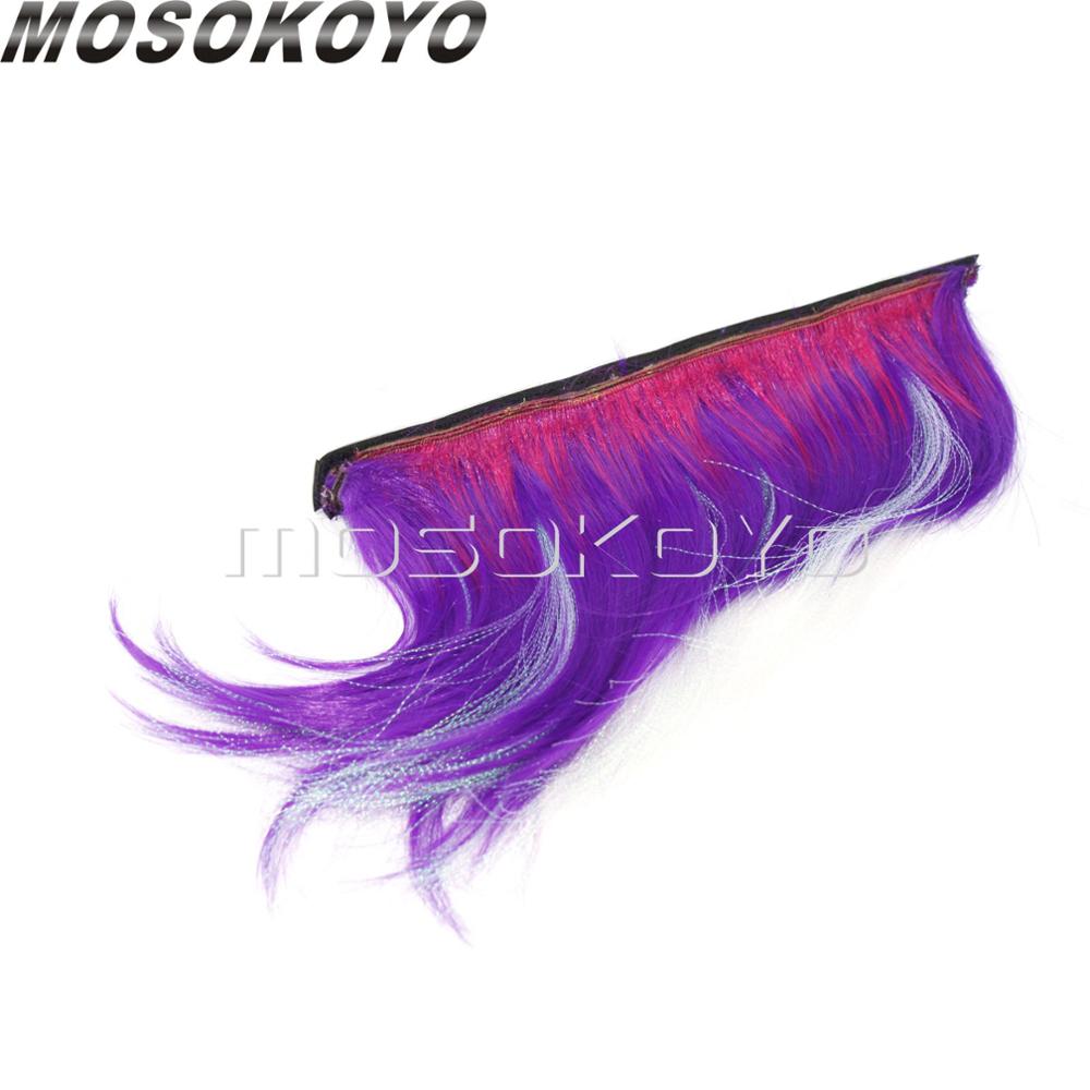Motorcycle Punk Biker Helmet Mohawk Attached Long Hair Feather Casco Mohawks Sticker Outdoor: purple red