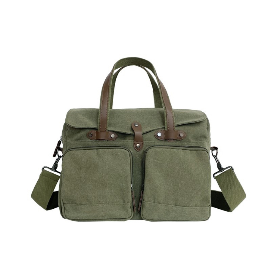 Grote Capaciteit Aktetassen Heren Reistassen Canvas Weekend Schoudertassen Multifunctionele Messenger Draagtassen Met Lange Strape: Army Green