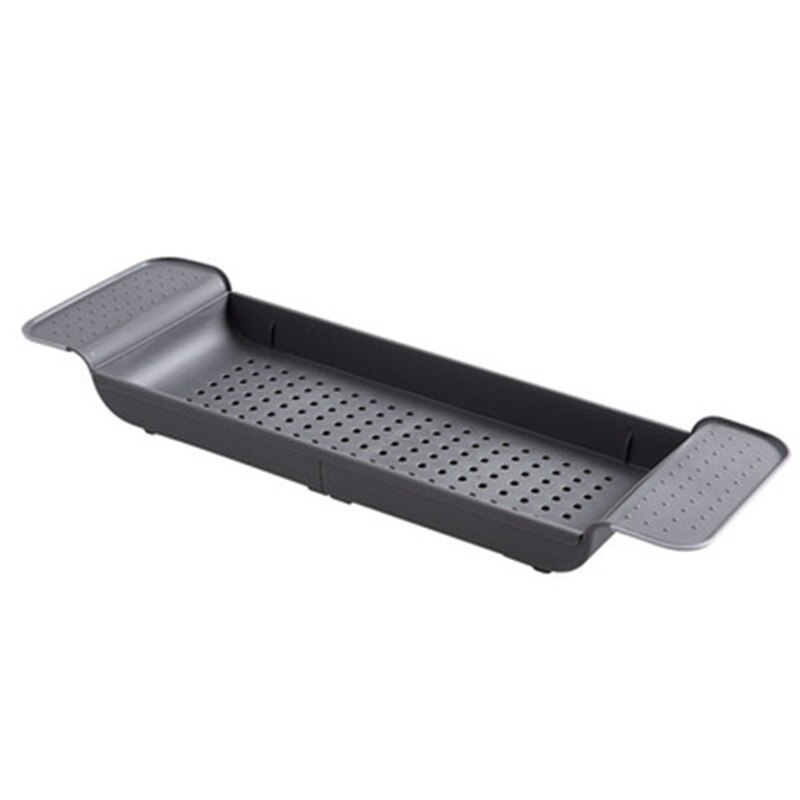 Extendable Retractable Plastic multifunctional shower Shelf kitchen Makeup rack Basin bathroom tray bathtub Box organization: black