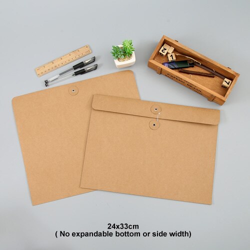 10pcs A4 White/Black/Kraft Paper File Organizer Envelope Document Bag: 24x33cm kraft