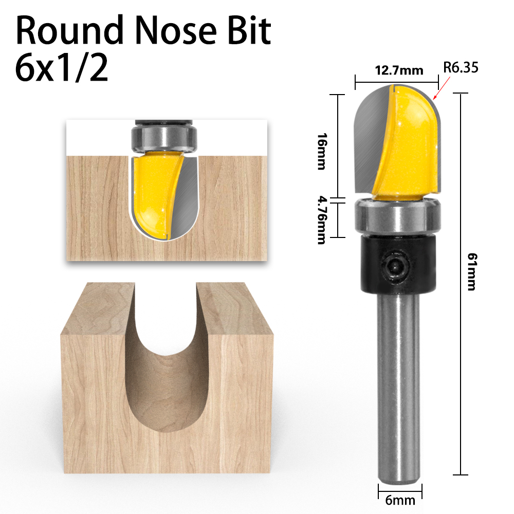 Milling Cutter Pattern Bit Flush Trim Bit Straight Bit with Bearing Hinge Mortising Router Bit Wood Trimmer Cutter LT097: 6mmX12.7XY-05