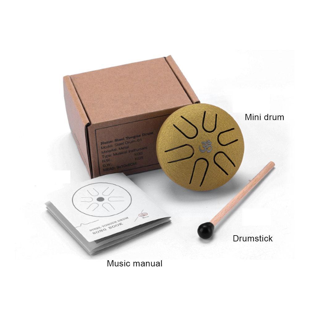 Mini tambor etéreo de acero dorado y titanio, 3 pulgadas, 6 tonos, instrumento Musical etéreo Y0U0