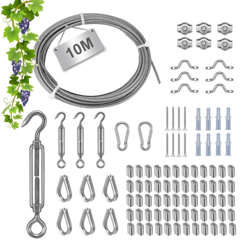 Stainless Steel Trellis Climbing Plants Climbing Vine Rack 12m Rope Plant Potted Support Frame Flower Wall Bracket Garden Tools: New-10M