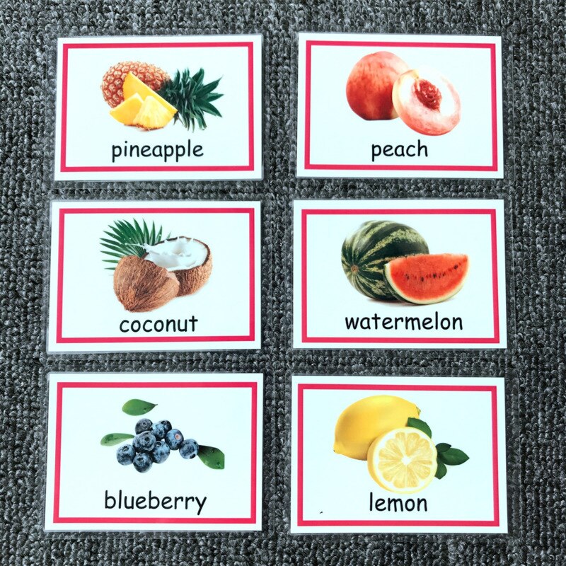 Bambini Montessori Baby impara l&#39;inglese Word Card flashcard giocattoli educativi cognitivi Picture memoria giochi regali per bambini