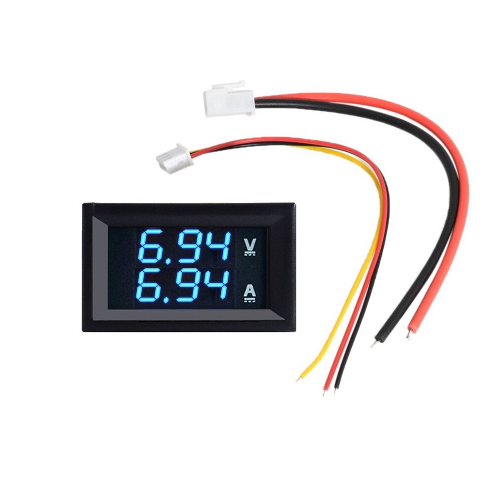 DC 100V 10A Voltmeter Ammeter Blue + Red LED Amp Dual Digital Volt Meter Gauge: BLUE-BLUE
