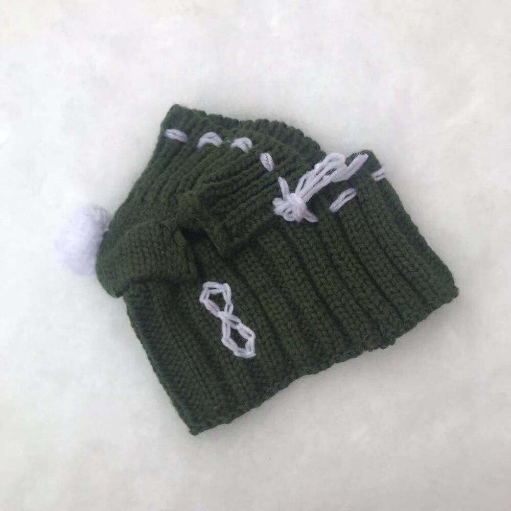 Winter Woolen Dog Birthday Cap Pet Hats Dog Accessories Puppy Hat With Ball Head Wear for Small Dogs French Bulldog Pet Products: Green