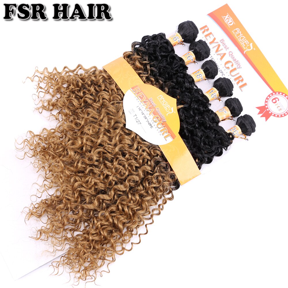 Reyna curly ombre hiusnippu mutkaiset kiharat hiukset kudos 16-20 tuumaa 6 kpl yksi setti afrokiharat synteettiset hiuspidennykset