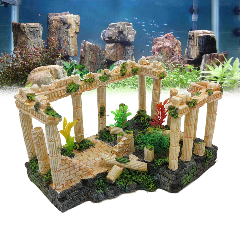 Aquarium Fish Tank Decorations Antique Roman Column Ruins European Castle Ornaments