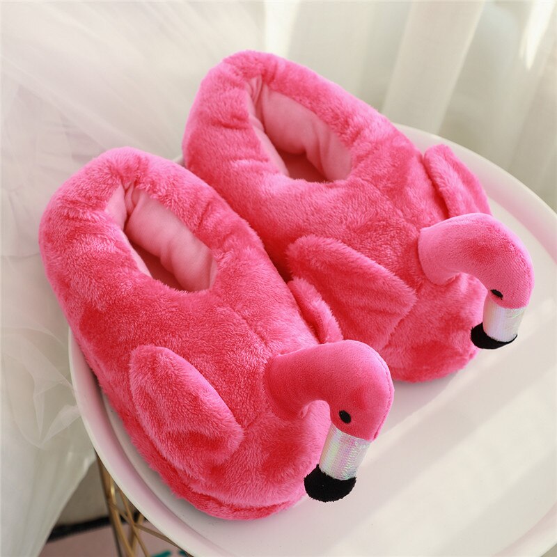 1 st vinter härliga hemtofflor chausson skor dam flamingo tofflor pantuflas unicornio pantoufle femme varma bomullsskor: Röd / 39