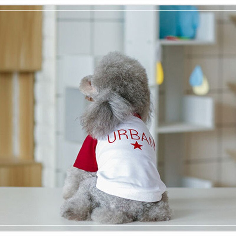 Letter Dog Clothes Shirt Simple Pet Clothing Small Dogs Cute Spring Summer Star Print Chihuahua Boy Girl Ropa Para Perro: red / XXL