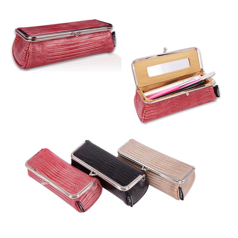 Bolso de maquillaje de a la para mujer con espejo pequeño organizador cosmético de viaje maquillaje lápiz labial pincel Caja de Herramientas caja de almacenamiento