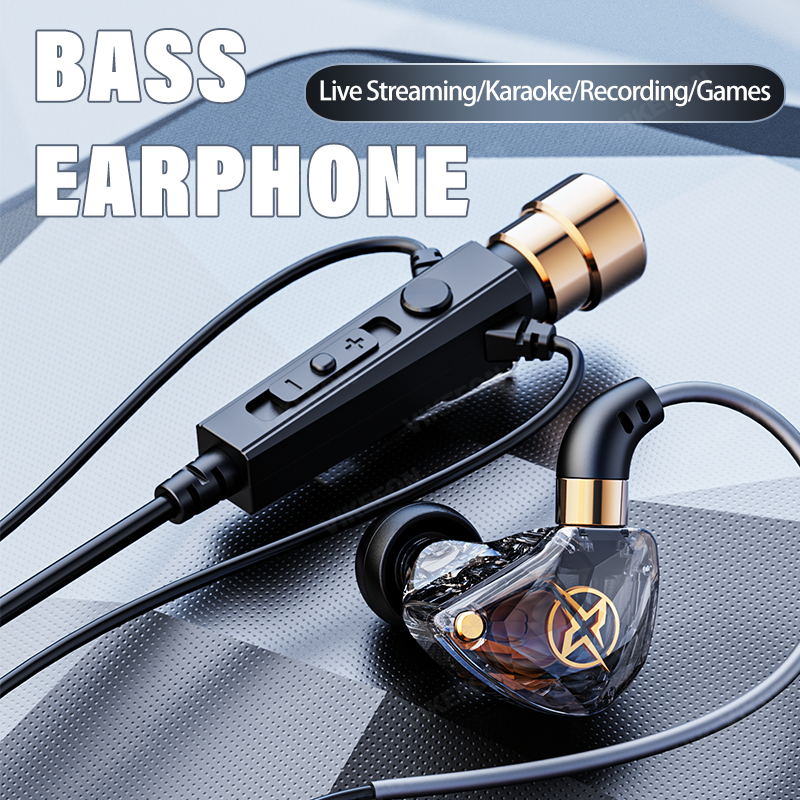 Dynamiczne słuchawki przewodowe HiFi Sportowe słuchawki basowe stereofoniczny hazard relacja na żywo karaoke Zestaw słuchawkowy Muzyczne słuchawki douszne 3,5 mm Typ C robić ucha z mikrofonem